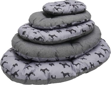 Килимок для собак Rosewood All Seasons Oval – великий, овал, 94 см. Двосторонній, з принтом, сірий, льонова текстура. Зручний, можна прати, для використання цілий рік (35 x 57 x 8 см)