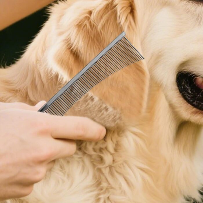 Гребінець для собак та котів | Щітка для догляду за шерстю, для довгошерстих порід, щоденний догляд, після купання, для літніх тварин та цуценят, срібна