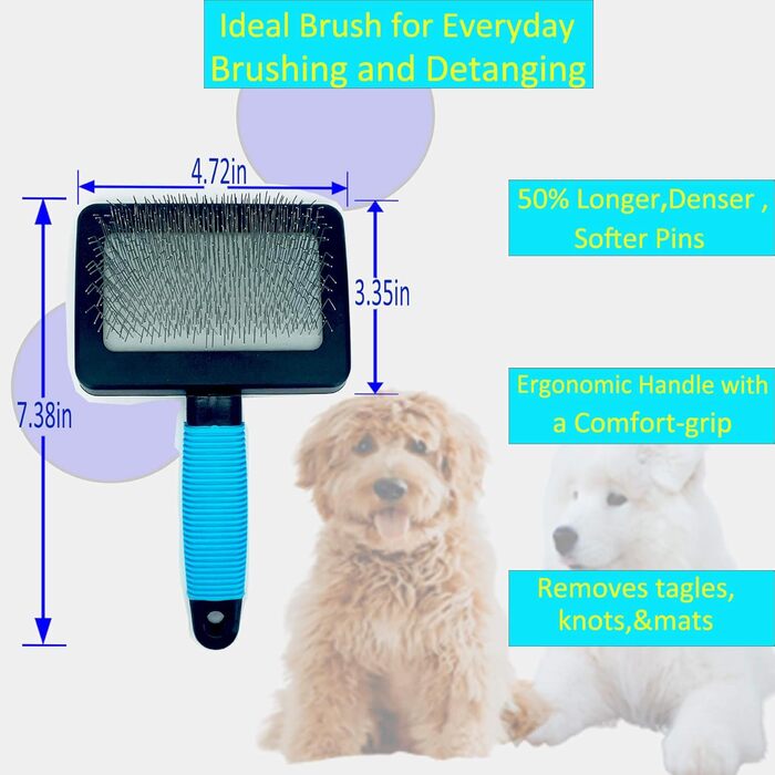 Щітка для грумінгу собак Goldendoodles, велика, з нержавіючої сталі, масажна, 25 мм
