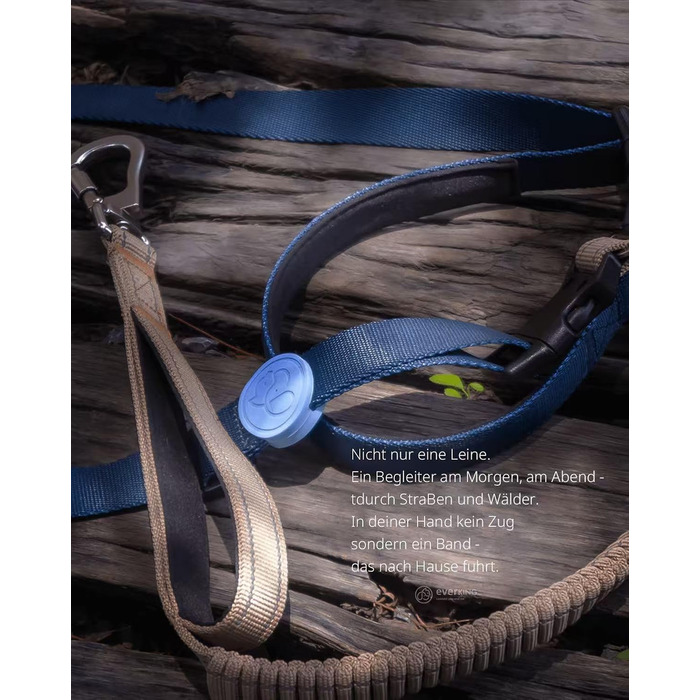 EVERKING 6-в-1 повідок для собак з живітним ременем – повідь для бігу та прогулянок, з двома ручками, антишокова пружина, кріплення для авто, альтернатива шлейці (Блакитний, Сірий, Блакитний, Хакі)