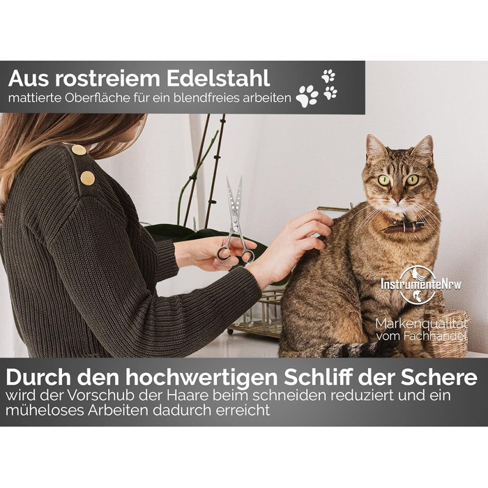 Преміум фетрувальна ножиці з заокругленими кінцями для догляду за шерстю тварин, 19,5 см, EASY Glide, з отвором для полегшення роботи