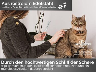 Професійна ножиця для собак, витоншування шерсті, 30 зубців, двостороння, 15.24 см, срібна
