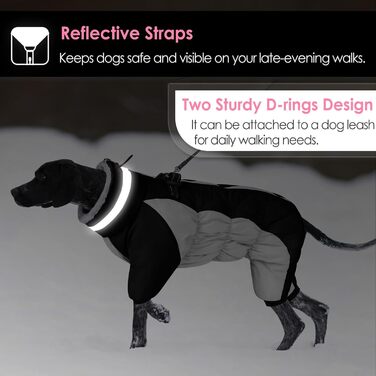 Зимовий комбінезон для собак AOFITEE - теплий водонепроникний костюм для маленьких собак з ніжками, підходить для Пудель, Джек Рассел, чорний S