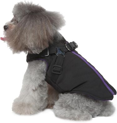 Зимовий теплий нашийник-манжет для собак, чорний, розмір Small: флісова куртка, водонепроникний, утеплений, для цуценят та собак середніх та великих порід