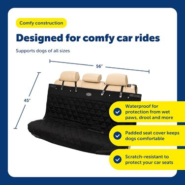 Захисний чохол на сидіння для автомобіля PetSafe Happy Ride: водовідштовхуючий, міцний, для собак, чорний