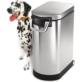 Контейнер для корму simplehuman CW1886 25 л, нержавіюча сталь, герметичний, для зберігання сухого корму для собак і котів, 12 кг, 10 років гарантії