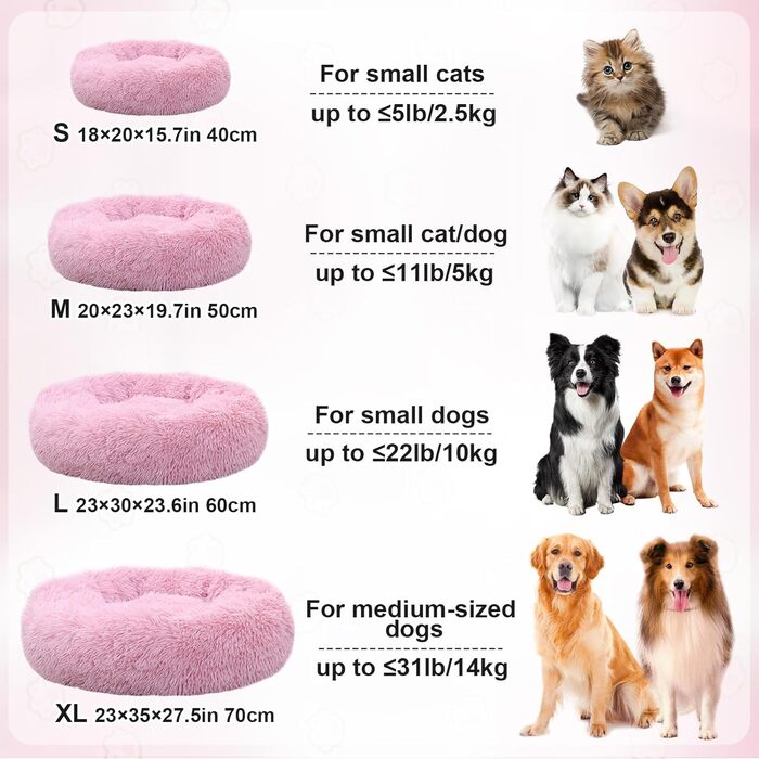 Крісло-ліжко для собак середніх та великих порід, котяче ліжко з плюшу, 70x70x20 см, рожеве