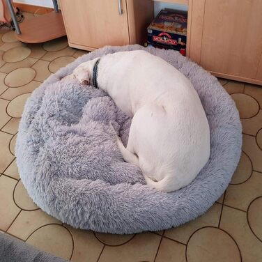 Ортопедичне ліжко для собак XXL: м'яке, овальне, з ефектом пам'яті, для великих собак (Лабрадор), антистрес, сіре, миється