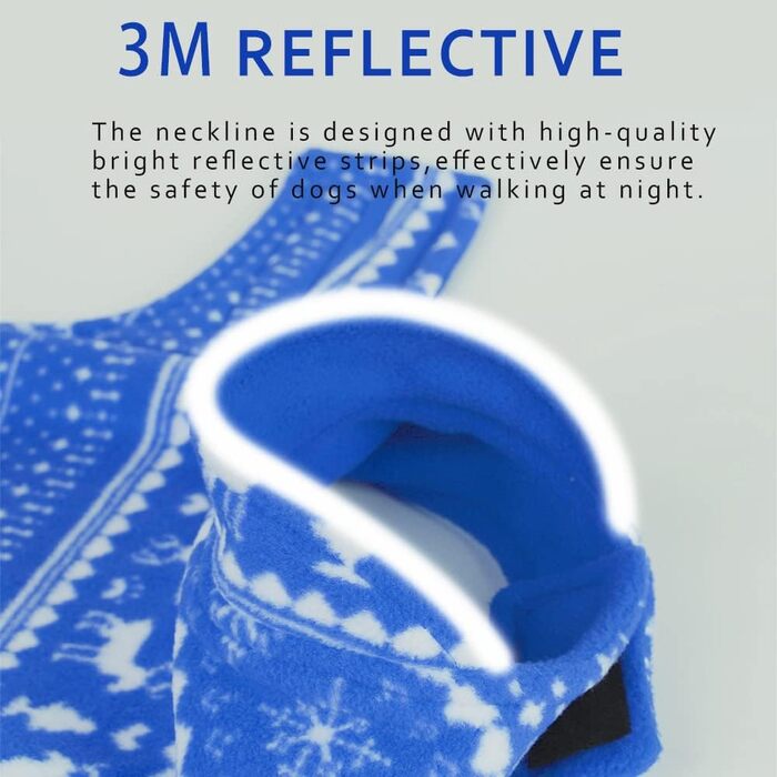 Флісовий теплий жилет для собак ABRRLO, світловідбиваючий, для маленьких та середніх собак, реверсивний, синій, XXL