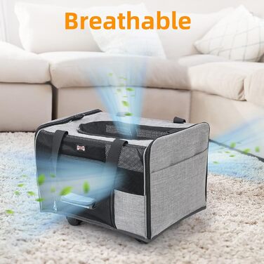 Транспортна переноска для собак з колесами – 47 x 38 x 30 см. Великий об'єм, дихаюча переноска для котів, схвалена авіаперевізниками, для подорожей та активного відпочинку