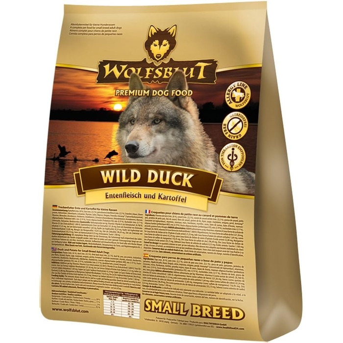 Сухий корм для малих дорослих собак WOLFSBLUT Wild Duck Small Breed з качкою, беззерновий, з суперфудами, 2 кг