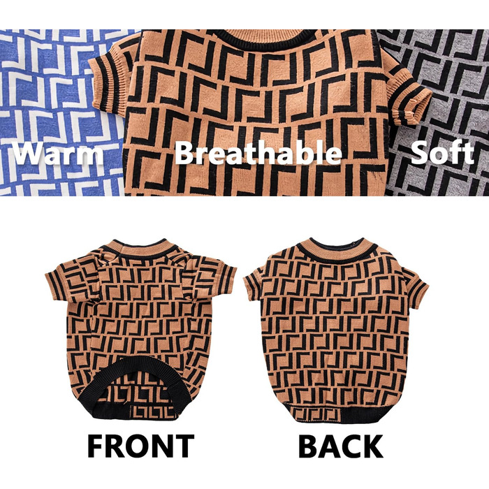 Теплий зимовий пуловер Olsa Argyle для собак, теплий халат для маленьких, середніх та великих собак, теплий одяг для цуценят, хлопчиків та дівчаток (Колір: Коричневий, Розмір: S)