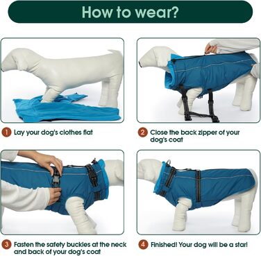 Куртка для собак Куосер, тепла водонепроникна куртка для маленьких собак, флісова куртка-пуловер, синій, XS (Обхват грудей: 35 см; Обхват шиї: 26 см)