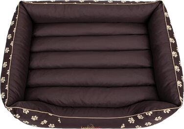 Ліжко для собак Prestige, M, 110x90 см, коричневе з лапами. Знімна та пральна наволочка. Підходить для собак маленьких, середніх та великих порід.