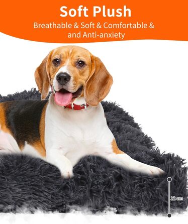 М'яке собаче ліжко для собак середніх порід, 95 x 65 см, плюшеве, ортопедичне, з неслизьким дном, легко миється, темно-сіре