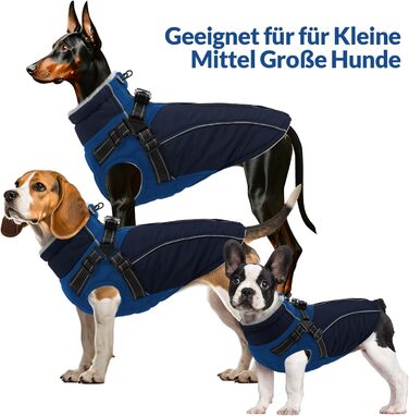 Зимовий теплий одяг для собак Konvinit: куртка з підкладкою з флісу, світловідбиваючі елементи, для собак середніх розмірів, розмір M, зелений/синій (M: обхват грудей 53 см)