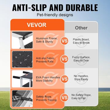 Сходинка для собак VEVOR у автомобіль: 4 сходинки, широка, складна, з антиковзким покриттям, легка алюмінієва трепічка для авто, SUV та вантажівок