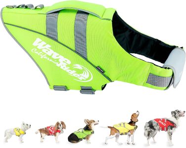 Жилет для плавання собаки ZOOLAND, великий, зелений. Регульований, довговічний, з світловідбиваючими елементами для собак маленьких, середніх та великих порід