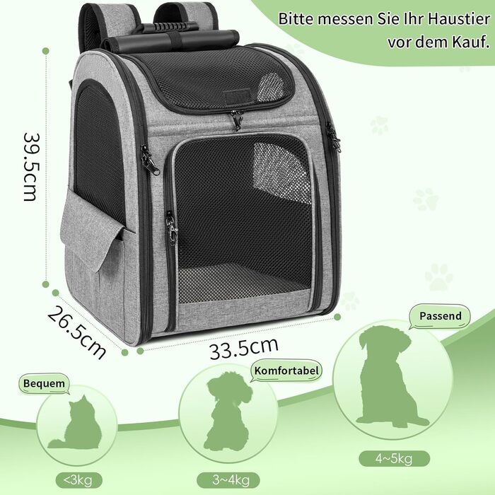 OUUTMEE Сумка-переноска для домашніх тварин, знімний чохол з колесами, ідеальна для котів та маленьких собак, багатофункціональний рюкзак, сумка-переноска 4-ма способами, дихаюча (Сірий)