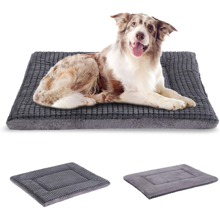 Ортопедичний лежак для собак BVAGSS, м'який килимок для собак, теплий лежак для собак маленьких, середніх та великих порід, XH079 (91x58x4 см, світло-сірий)