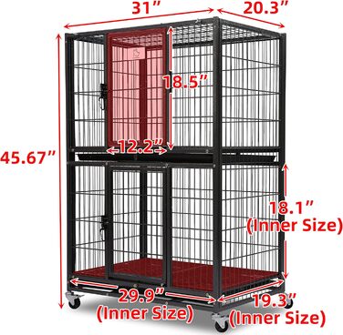 Клітка для домашніх тварин Homey Pet 79 см, міцний пластиковий піддон, чорна