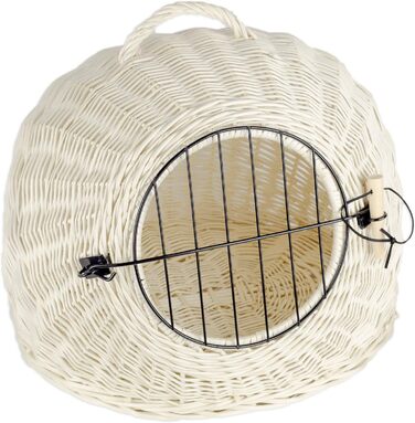 Тігана Корб-печеринка для котів, корзина-лежанка з ротангу, біла (45 см + подушка)