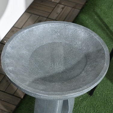 Outsunny Bird Bath Ванна для птахів з підставкою в кам'яному вигляді, годівниця для птахів, ванна для диких птахів для саду та балкона, сіра, 51см| Аосом