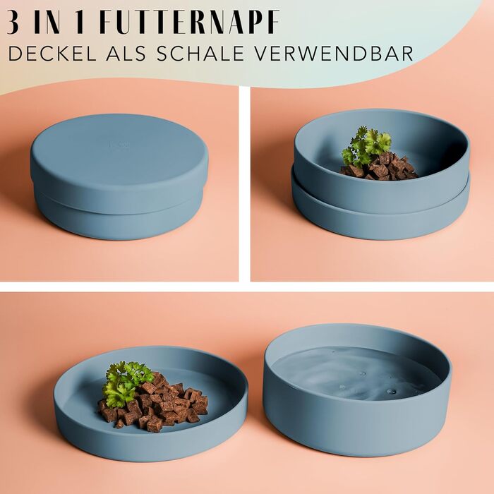 Миска для собак Ne&no® Silikon 1200 мл з кришкою | для маленьких та середніх собак | нержавіюча сталь, синій | не слизька, комплект миска та кришка