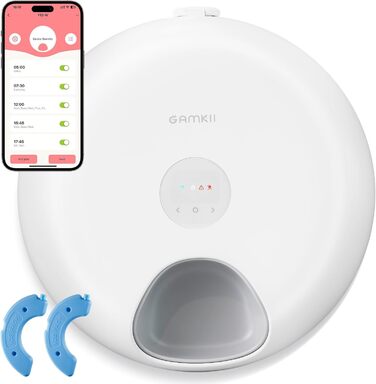 Автоматична WiFi годівниця для котів GAMKII для вологого корму, 6 порцій, з 2 охолоджуючими пакетами, програмованим таймером і акумулятором