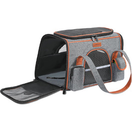 Сумка-переноска для кота/собаки COMSLE, 42x22x25 см, сіра (до 7 кг)