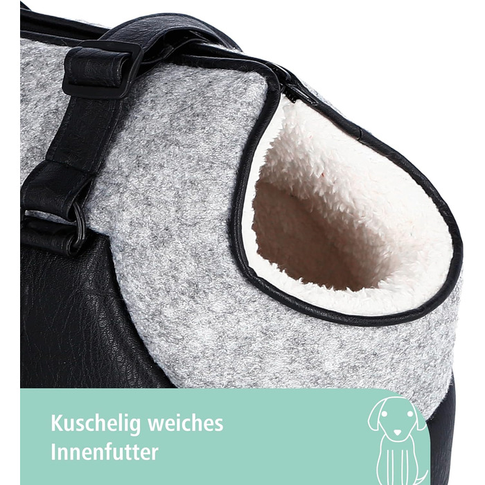 Транспортна сумка для собак та котів Kerbl Chiara, 46x23x25 см, поліестер, чорний/сірий