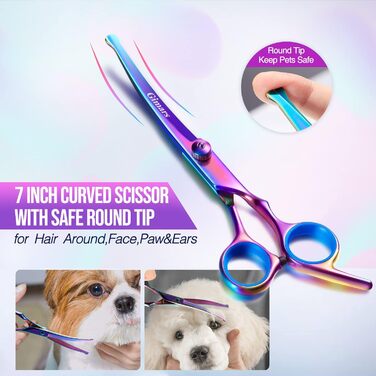 Набір професійних ножиць для грумінгу собак Gimars 4CR, 5-в-1, з титановим покриттям та безпечними закругленими кінцями