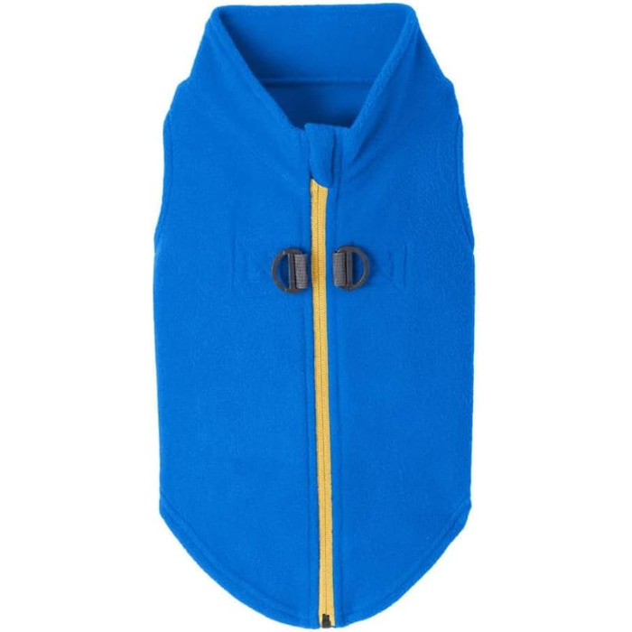 Теплий флісовий собачий светр Gooby з блискавкою, блакитний, розмір S. Зручний для прогулянок, з подвійним D-подібним кільцем для повідка. Підходить для маленьких собак, зимовий одяг для собак. Обхват грудей ~34 см