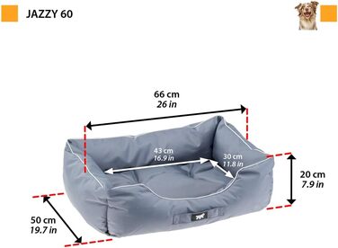 Ортопедичний лежак для собак великих порід Ferplast: водонепроникний, знімний чохол, 110 x 70 x 8 см, сірий/блакитний