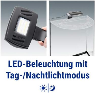 Акваріум Tetra Explorer Line 60 л, комплект: LED-освітлення, обладнання, корм і засоби догляду, вигнута передня стінка, чорний колір