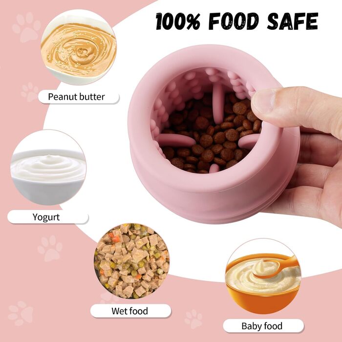 Іграшка-головоломка для собак з дозатором ласощів, інтерактивна, з силікону, BPA-free, рожева