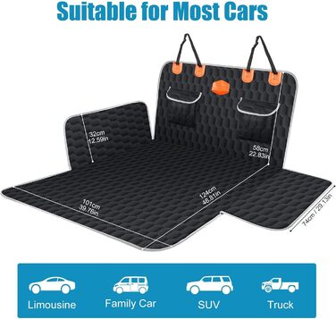 Захист для багажника автомобіля OneAmg для собак: килимок, нековзкий, водонепроникний, стійкий до подряпин, з мискою та сумкою для зберігання, 182x101см, чорний