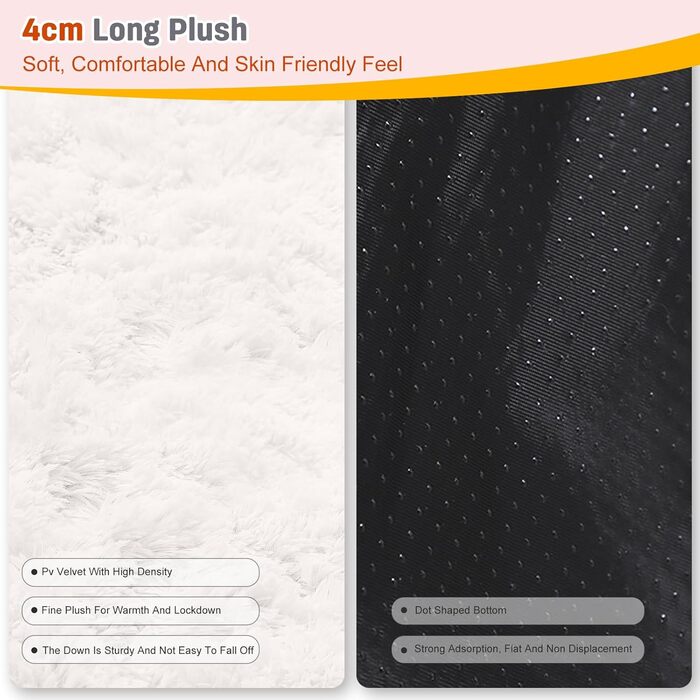 PETCUTE Лежанка для собак великих та середніх порід, плюшеве м'яке ліжко з антиковзною основою, 40x40 см, біле