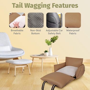 Водонепроникне ліжко-підвищення для собак в авто, переноска для собак, мокка