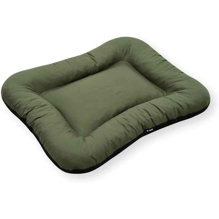 Лежак для великих собак 4L Textil KLEO, темно-зелений, 110x90 см, знімний чохол, ортопедичний матрац, праний, XXL