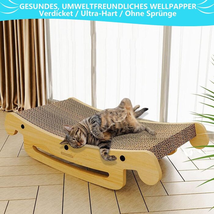 Кігтеточка для котів L-подібної форми, настінний монтаж, 60 см, вертикальна/горизонтальна, з іграшкою-кулькою, економія місця, міцна конструкція для котів, що живуть у приміщенні (Lounge 50CM)