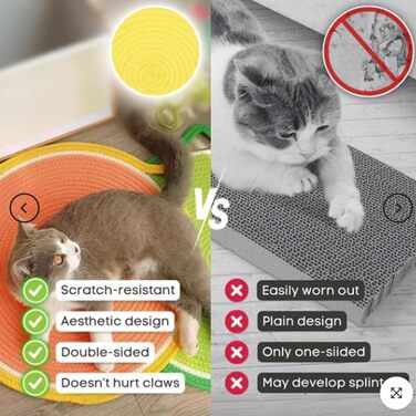 Килимок для дряпання котів Kratzwunder, з натурального бавовняного мотузка, сірий, 43x43 см