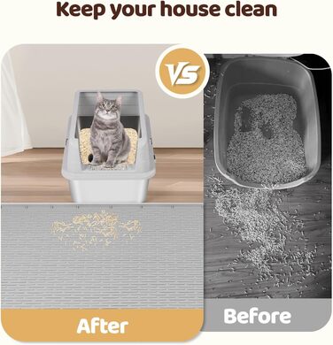 Килимок для котячого туалету Bartuke Katzenklo Matte, великий розмір 101 x 71 см, силіконовий, контролює розсипання, м'який для лап котів, легко миється (Зелений)