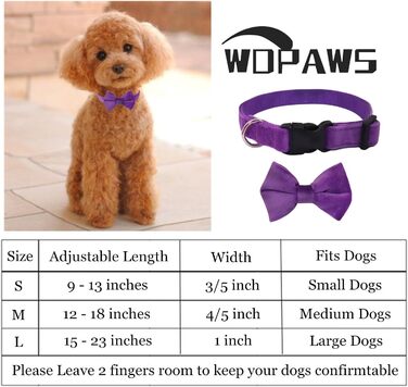 Нашийник для собак з краваткою WDPAWS, м'який велюр, швидка застібка, великі собаки (фіолетовий, L)