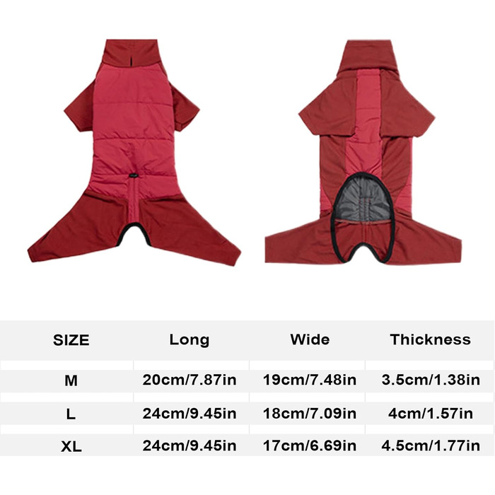 Зимовий одяг для собак: теплий, вітронепроникний зимовий плащ з коміром для маленьких, середніх та великих собак. Ідеально для прогулянок, походів та кемпінгу. Розмір XL (червоний)