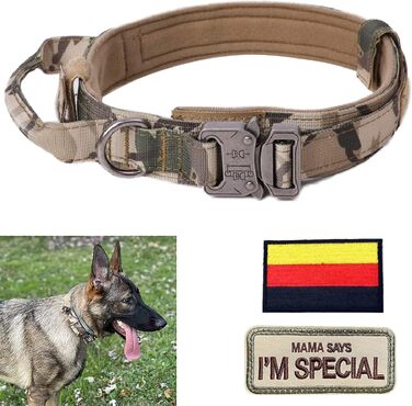 Тактичний нашийник для собак з контролем, нейлон, з м'якою підкладкою, металева застібка, для середніх та великих собак, для полювання, тренувань, на вулицю, сірий, розмір L, ширина L, сірий