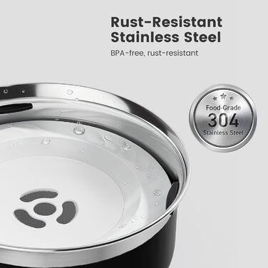 Миска для води для собак Garder Pet без облизування, нержавіюча сталь, витокостійка, протиковтання, для великих собак, для використання в приміщенні та на вулиці, запобігає краплинню, білий колір (2L, чорний)