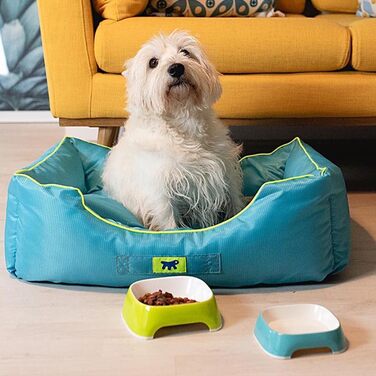 Ортопедичний лежак для собак великих порід Ferplast: водонепроникний, знімний чохол, 110 x 70 x 8 см, сірий/блакитний