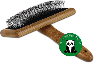 Щітка BAMBOO GROOM для шерсті собак і котів, L, з бамбука, з зігнутими сталевими голками для підшерстя, універсальна для всіх типів шерсті