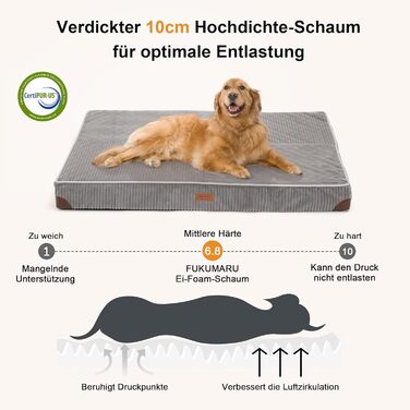 Ортопедичне ліжко для собак FUKUMARU - 91x56x9 см, зелене, з водонепроникним шаром, антиковзаюче, м'яке, для комфортного сну